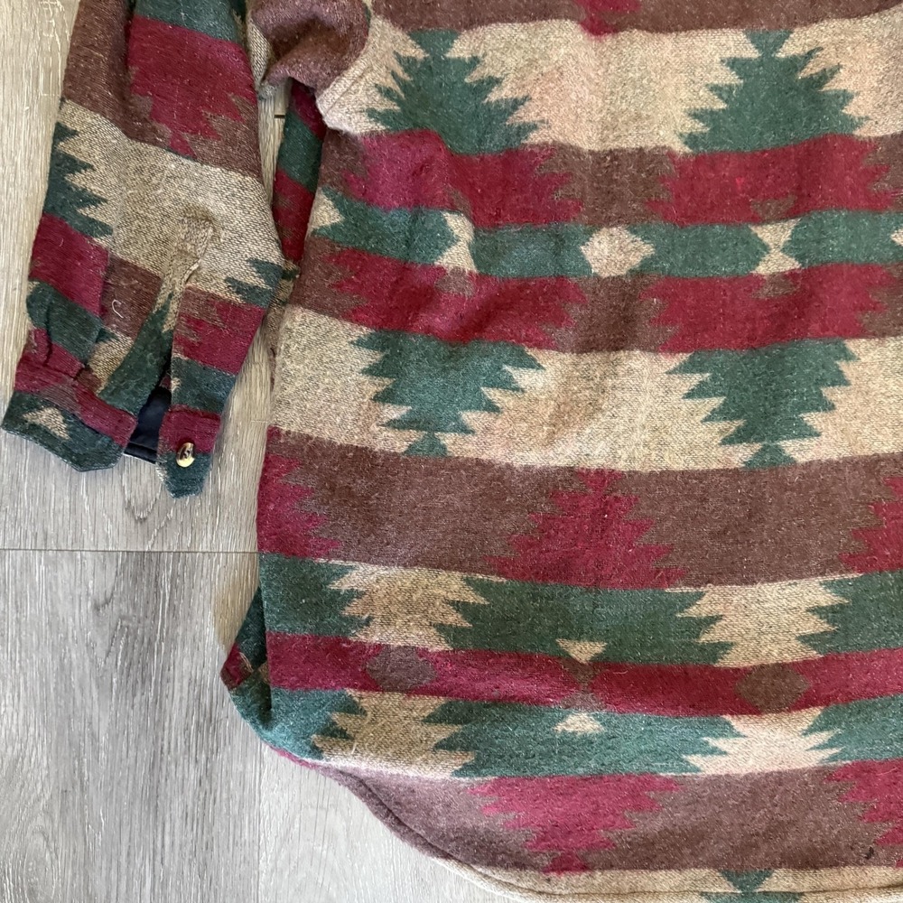 Vintage Paragraff Shirt Mens Small Aztec Southwest Wool Blend Button Up 90s - Picture 11 of 13
